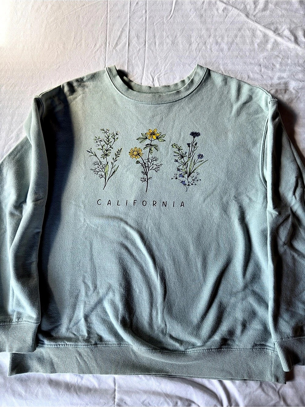 Bella + Canvas Floral California Green Sweatshirt